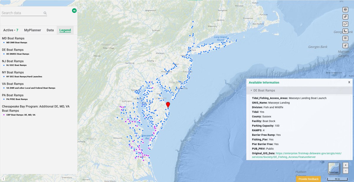 July is prime #boating season 🛥️ If you’re planning to launch your boat soon, scan the Portal for publicly accessible ramps throughout the Mid-Atlantic coast. Click on any point for a popup containing info about the location.

🗺️ Interactive map: portal.midatlanticocean.org/url_shortener/…