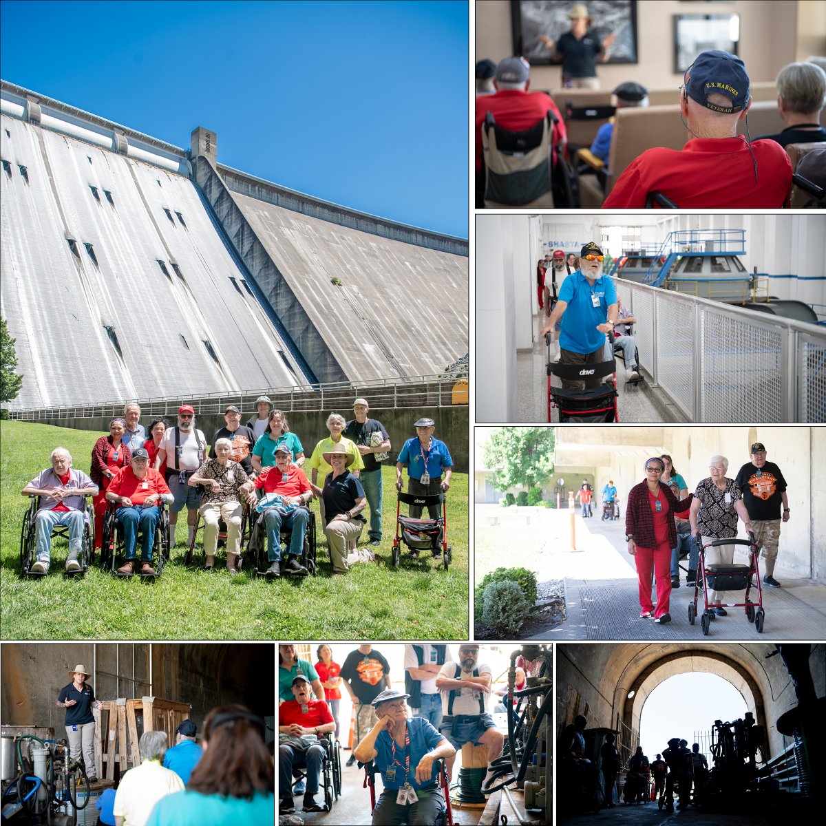 ReclamationCGB's tweet image. Reclamation was honored to welcome residents from the Veterans Home of California to Shasta Dam recently. The group of 18 veterans enjoyed the tour that was led by Reclamation Guide Bree, who is a veteran herself.