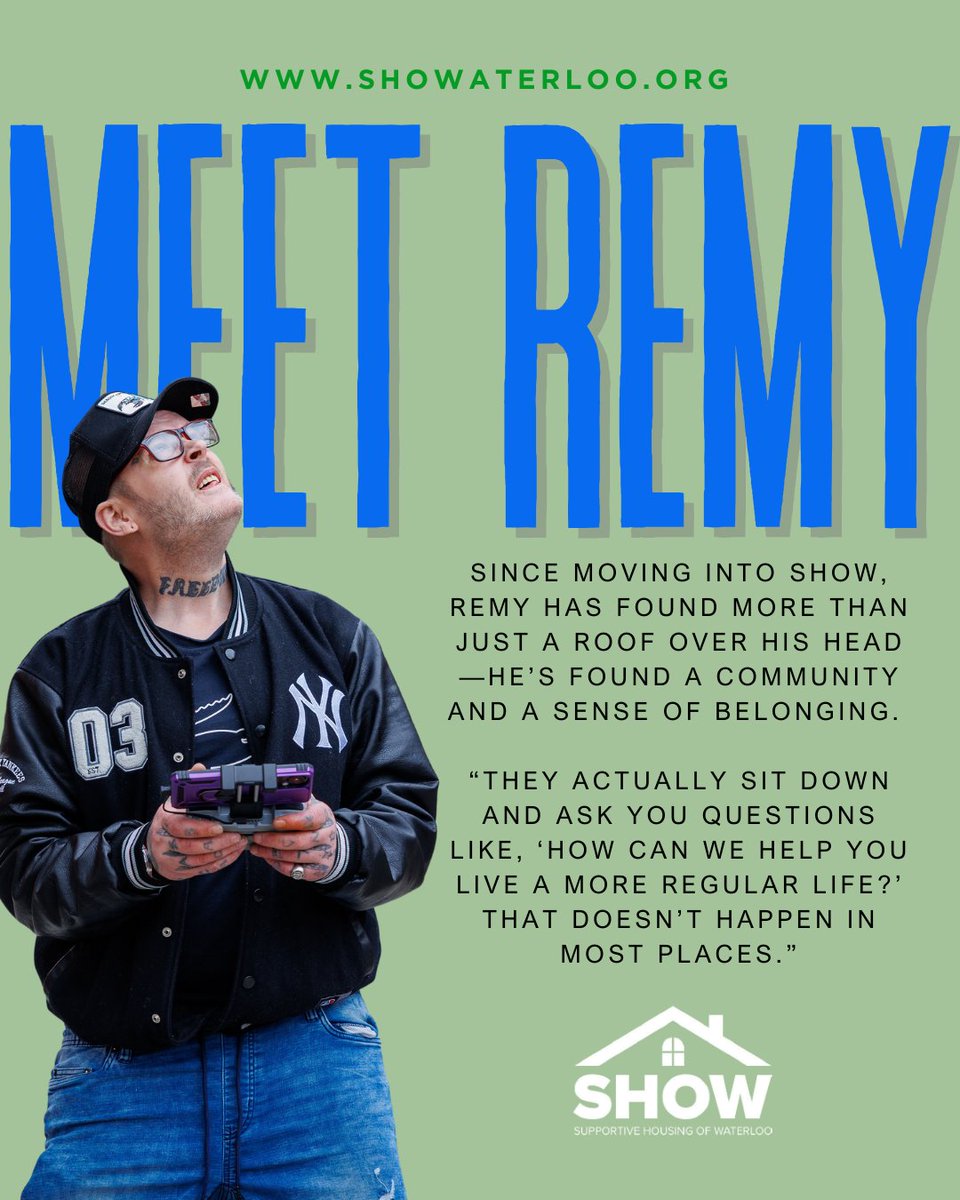A trained geosynthetic technician with a background in environmental engineering, Remy brings a unique perspective to community living &amp; is passionate about helping others - thanks to SHOW.

Read more about his story in our 2024 Impact Report 
👉showaterloo.org/news-reports.p…