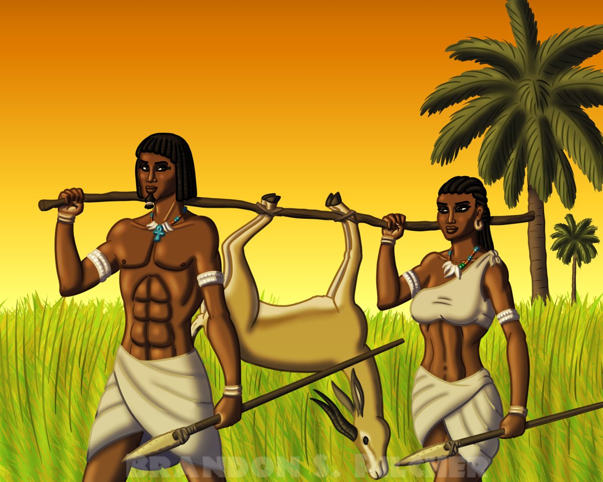 BrandonPilcher's tweet photo. 6,000 years ago on the plains along the Nile River, these predynastic Egyptian hunters are hauling a dorcas gazelle on the way back to their village. #predynastic #prehistoric #ancient #egyptian #african #art #artistontwitter https://t.co/2YOXbqzCkS