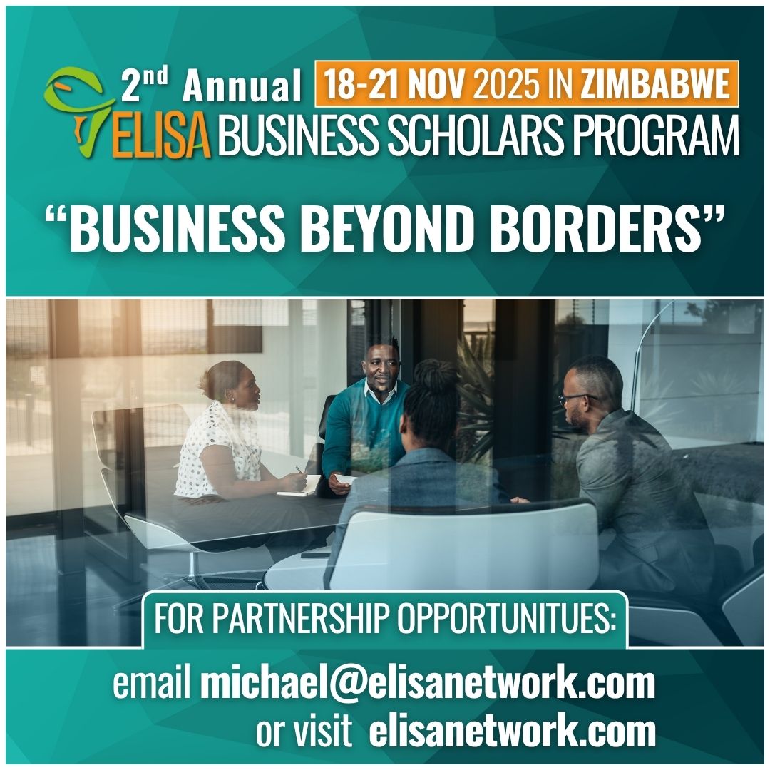 Be part of the conversation 18-21 Nov 2025 in Zimbabwe at the ELISA Business Summit titled Business Beyond Borders.

Tailored sponsorship options are available. See elisanetwork.com/sponsor for more information.