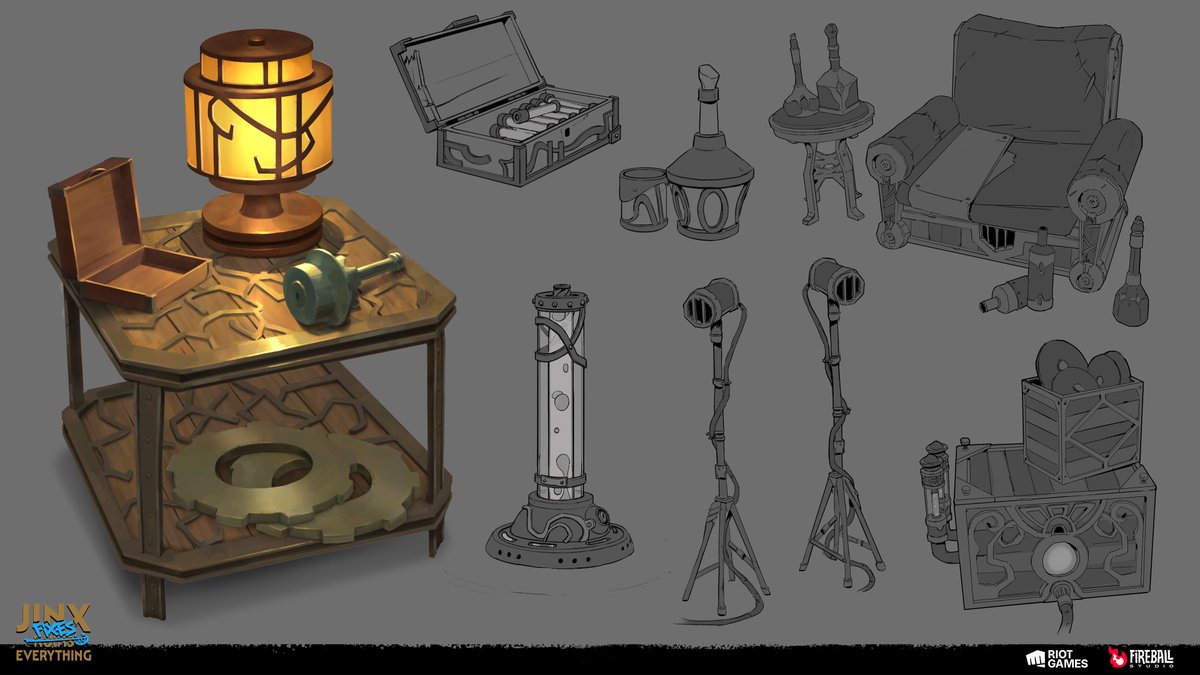 For us, designing props is a passion; it's how we inject vital life and credibility into every environment. Art done for Jinx fixes everything
