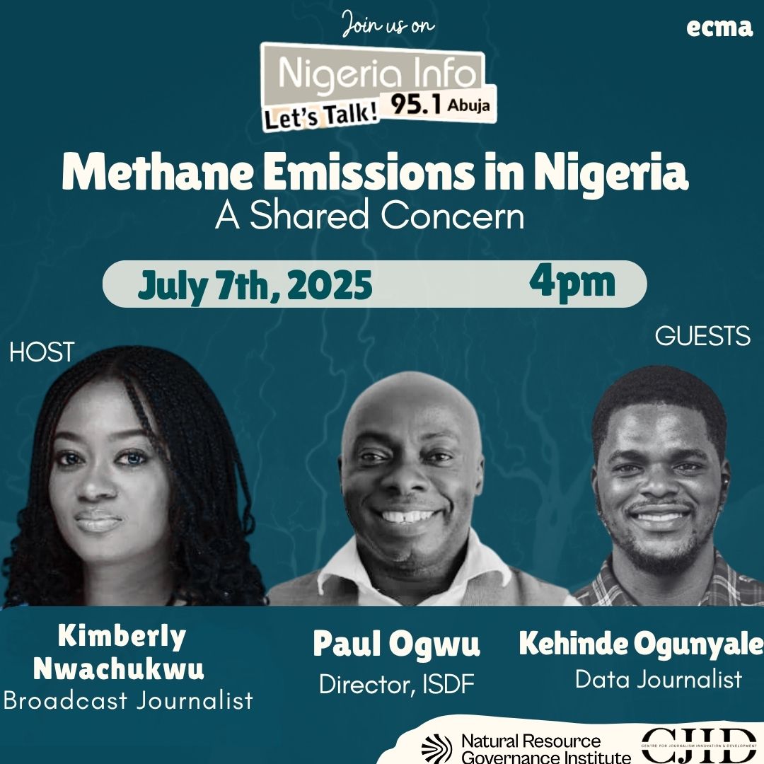 🎙️ Methane Emissions in Nigeria: A Shared Concern

Methane is rising, flares keep burning—but everyone has a part to play.
Let’s talk solutions—together.

🗓️ Monday, July 7
🕒 4:00 PM 
📻 Tune in on 95.1, <a href="/NigeriaInfoAbj/">NigeriaInfoFMAbuja</a> 

#MethaneEmissions #ClimateAction #GasFlaring