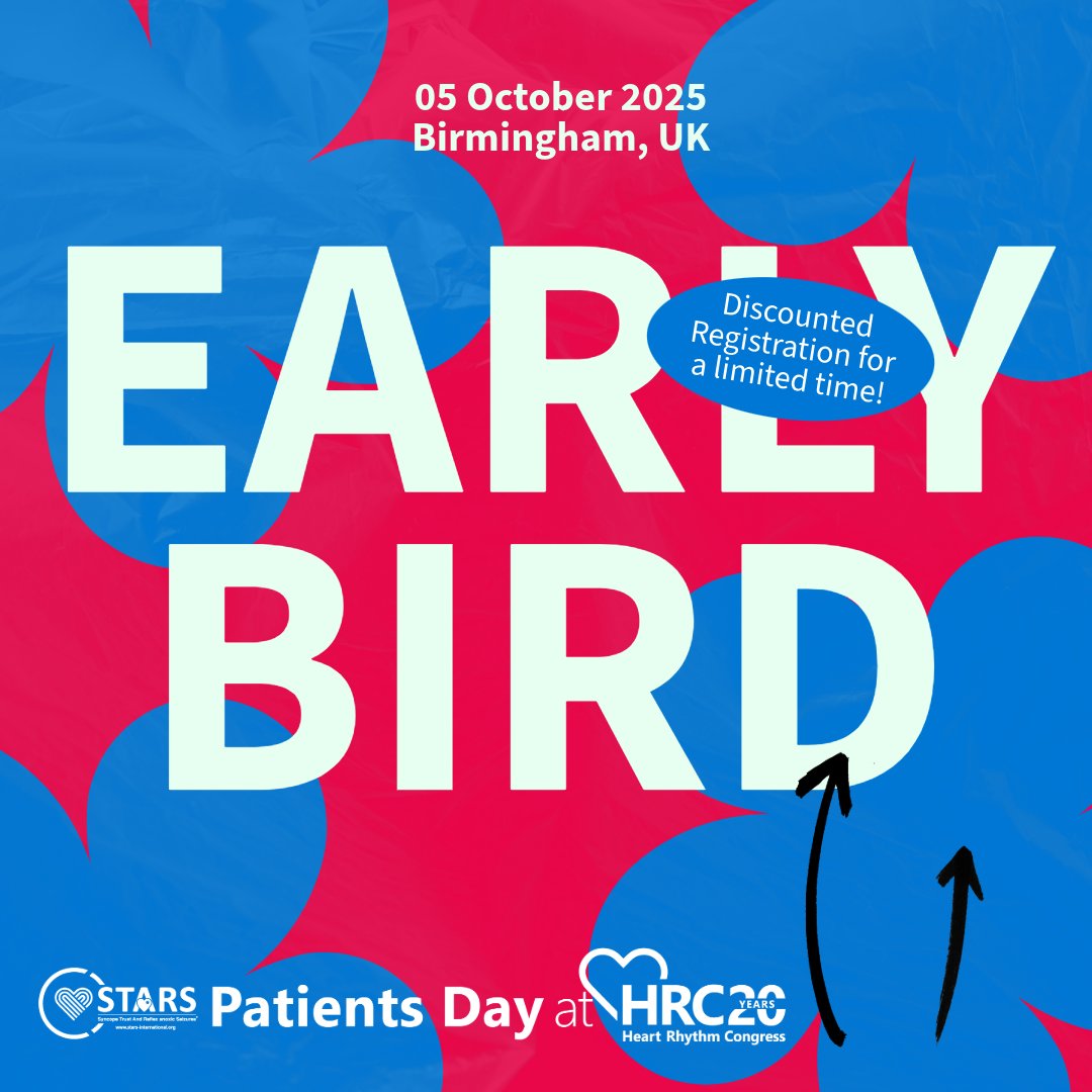 Encourage your patients to attend #patientsday2025 – the UK’s leading heart rhythm educational event. 

Expert-led talks on all #sycnope related conditions.  
Includes delegate pack, lunch and 12-month replay access 
Early bird ends 31 July: loom.ly/MKZEDmI