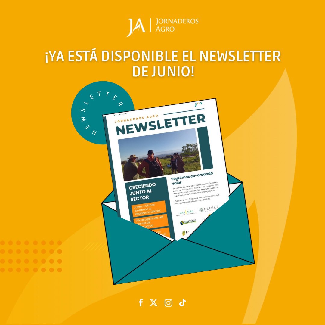 ¡Ya está disponible el Newsletter de junio! 🗞️

Ingresá al portal y entérate de las novedades 👇🏼 

Jornaderos.com/portal 📲