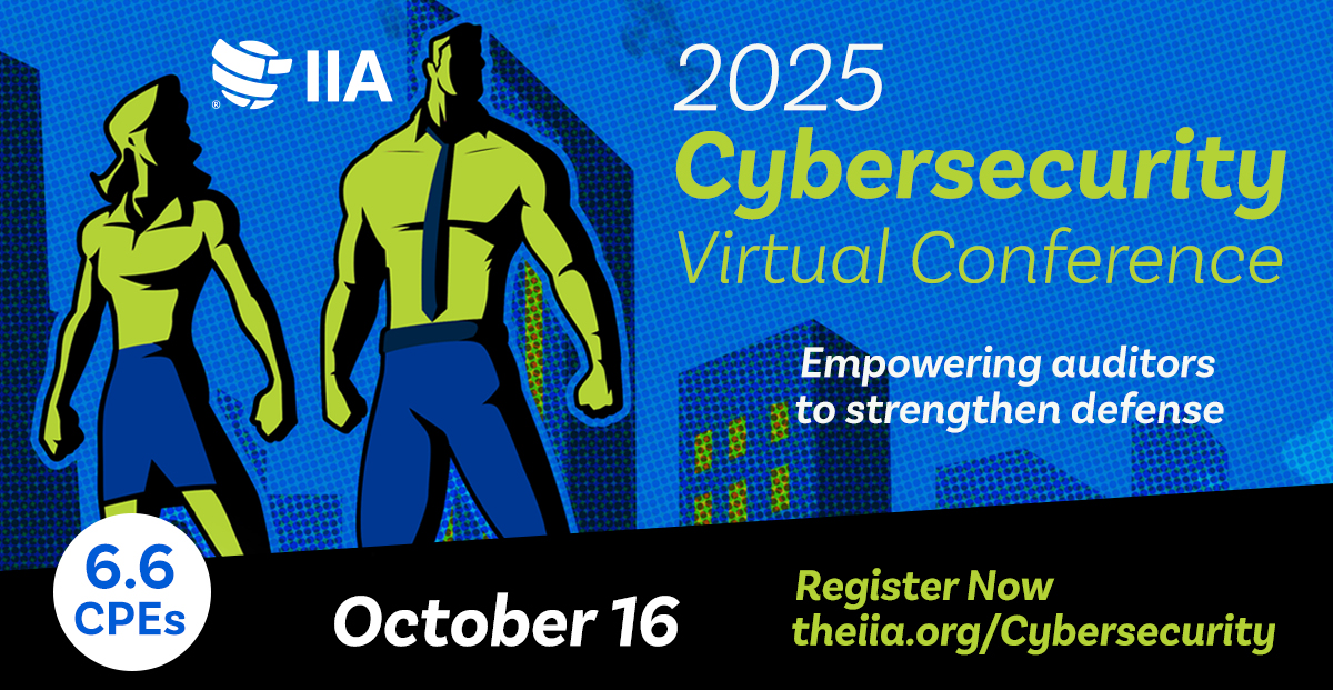 #AI, regulations, cybercrime. #InternalAudit is on the front lines. Get sharp insights at #TheIIA’s Cybersecurity Virtual Conference Oct. 16, 2025. 6 CPEs! Explore the program now. loom.ly/pTN56Jo Premier Sponsor: #Diligent #AuditAndProtect #CyberRisk