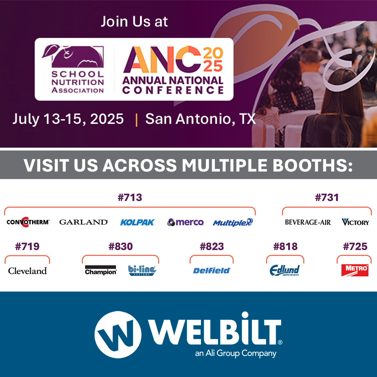 🎓 From cafeterias to campus—Welbilt is on the move!
Find us at #NACUFS2025 in Salt Lake City, then at #ANC25 in San Antonio as we showcase smart foodservice solutions.

Let’s shape the future of student dining—together. 🍽️

#Welbilt #aligroupFS #SchoolNutrition #CollegiateDining