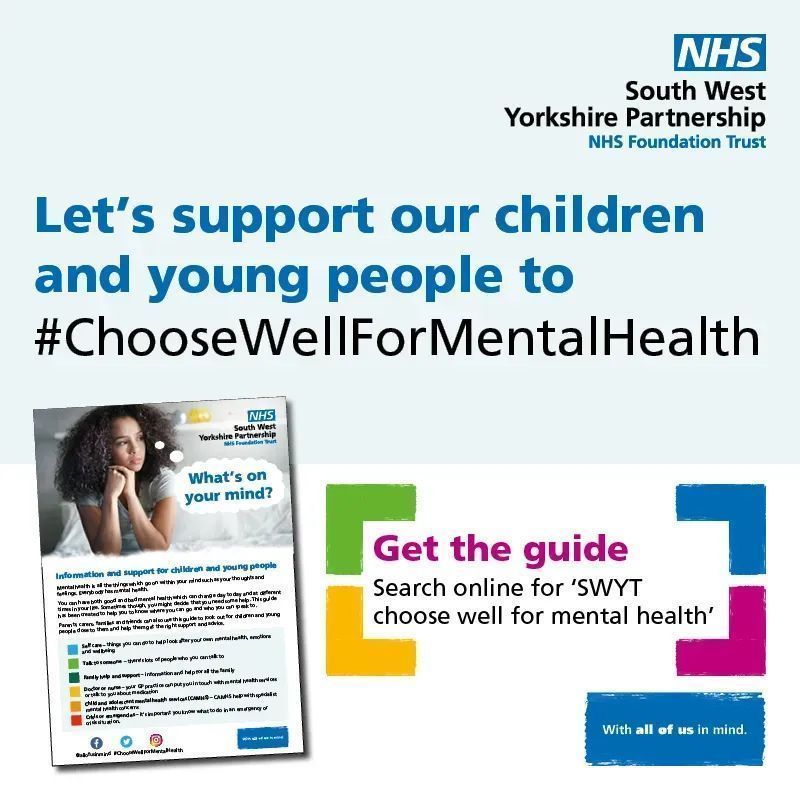 We've created a Choose Well for Mental Health guide for children and young people in Barnsley, Calderdale, Kirklees and Wakefield 👉 bit.ly/CYPchoosewellf…