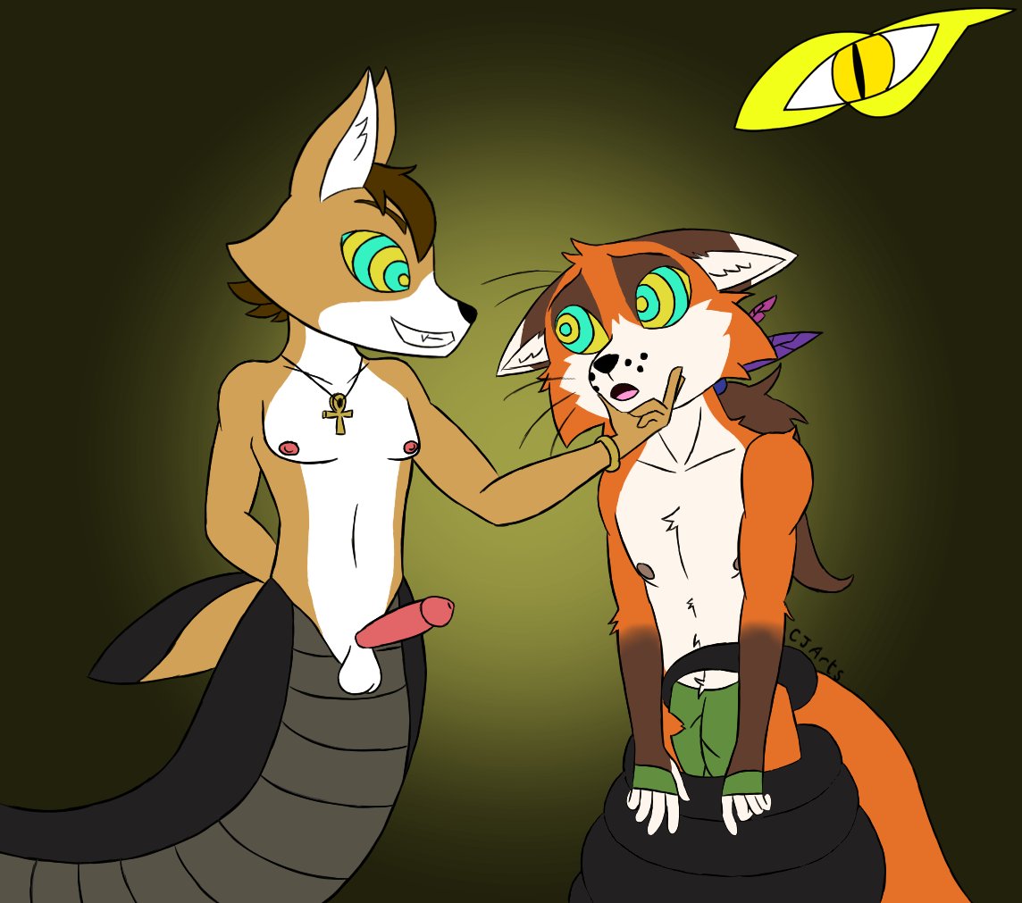 "Eyes up here foxxy~" 😵‍💫
Art by <a href="/CursedJackalArt/">Jackal Sketches</a> 💕