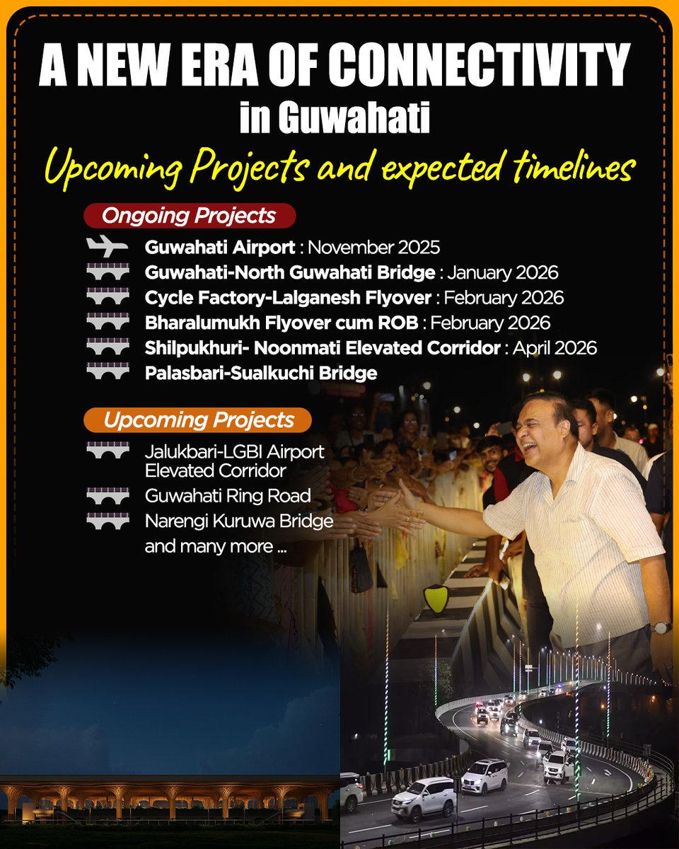 Accelerating connectivity, boosting progress!

In the coming days, several ambitious projects are set to be operational and initialised which will change the way you travel to and within the capital city of Guwahati.

And this infrastructure transformation is just the beginning!