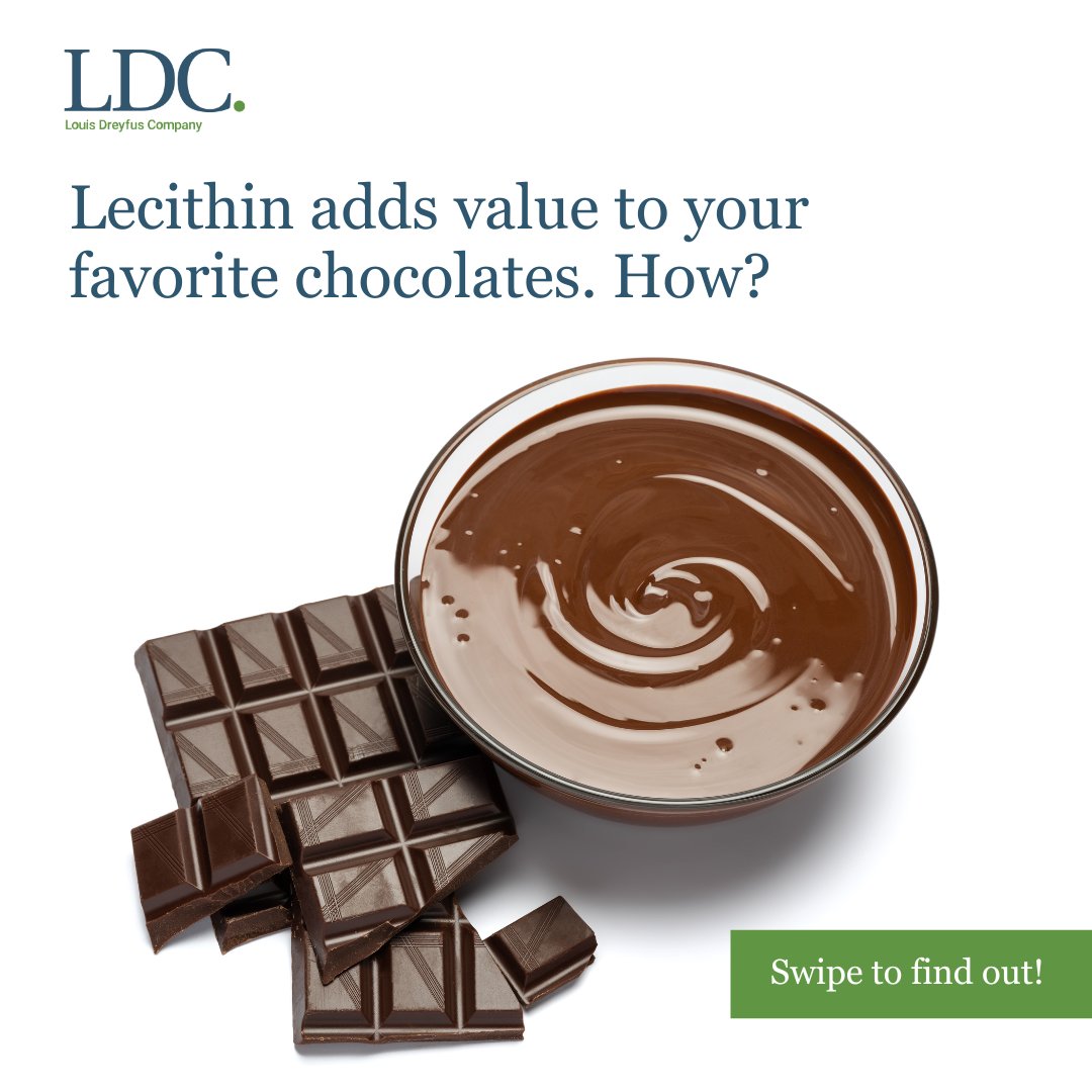 WeAreLDC's tweet photo. What helps makes chocolate so smooth and satisfying? 🍫

Lecithin: the ingredient behind chocolate's perfect snap, silky texture and rich blends.

Learn more: https://t.co/TxFMFNLyrN

#FoodScience #Chocolate #IngredientInsight  #WorldChocolateDay #Lecithin https://t.co/RPpHxwmt2F