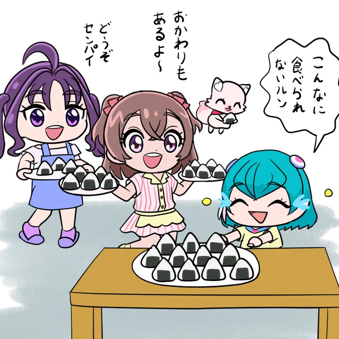 ララお誕生日おめでとう～🥳🎉🎋
おむすび仲間からのお祝いを第一宇宙速度で描き上げた🍙 