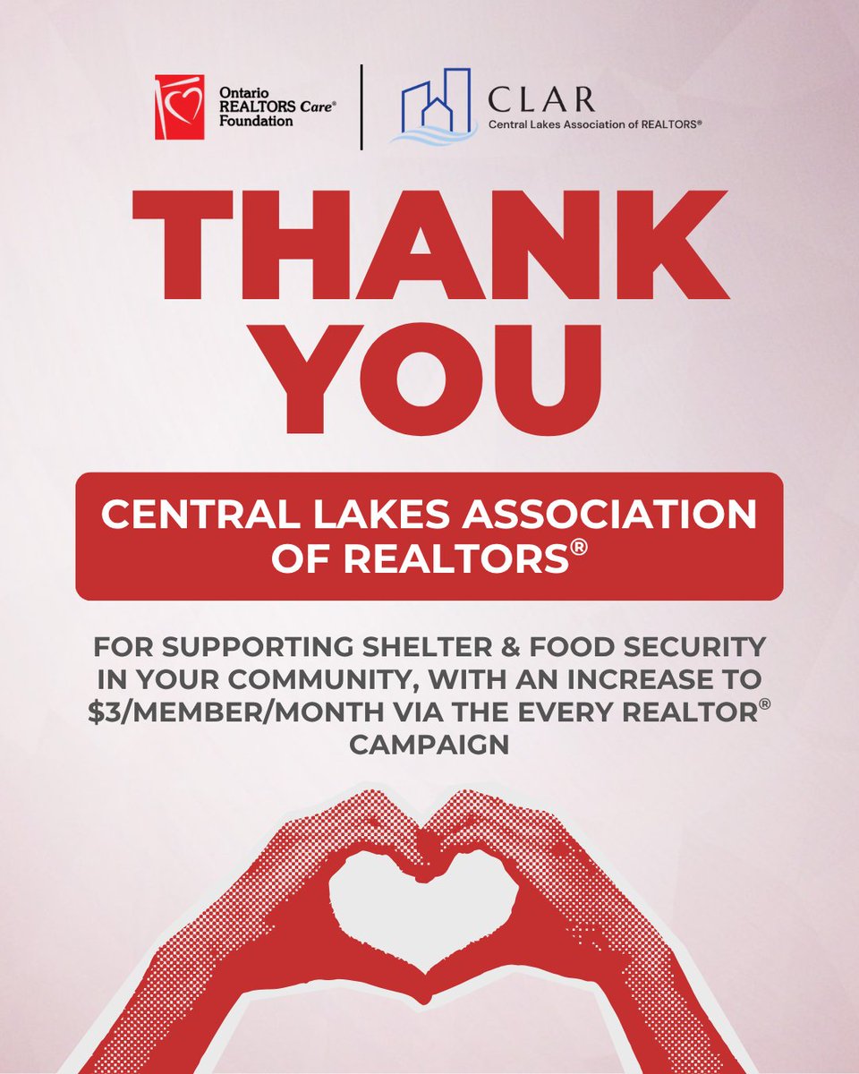 Ontario REALTORS Care® Foundation (@onrealtorscare) on Twitter photo A heartfelt thank you to <a href="/ClarNews/">Central Lakes REALTORS®</a> for increasing your monthly support to $3/member/month for the Every REALTOR® Campaign!
Your leadership is helping change lives across Ontario and showing what’s possible when REALTORS® give together. A heartfelt thank you to <a href="/ClarNews/">Central Lakes REALTORS®</a> for increasing your monthly support to $3/member/month for the Every REALTOR® Campaign!
Your leadership is helping change lives across Ontario and showing what’s possible when REALTORS® give together.