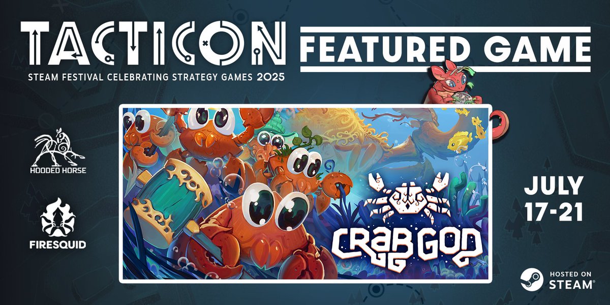 #TactiCon is back this year with tons of demos and sales! 🦀

Buy Crab God with a 50% discount: store.steampowered.com/app/2289390/Cr…