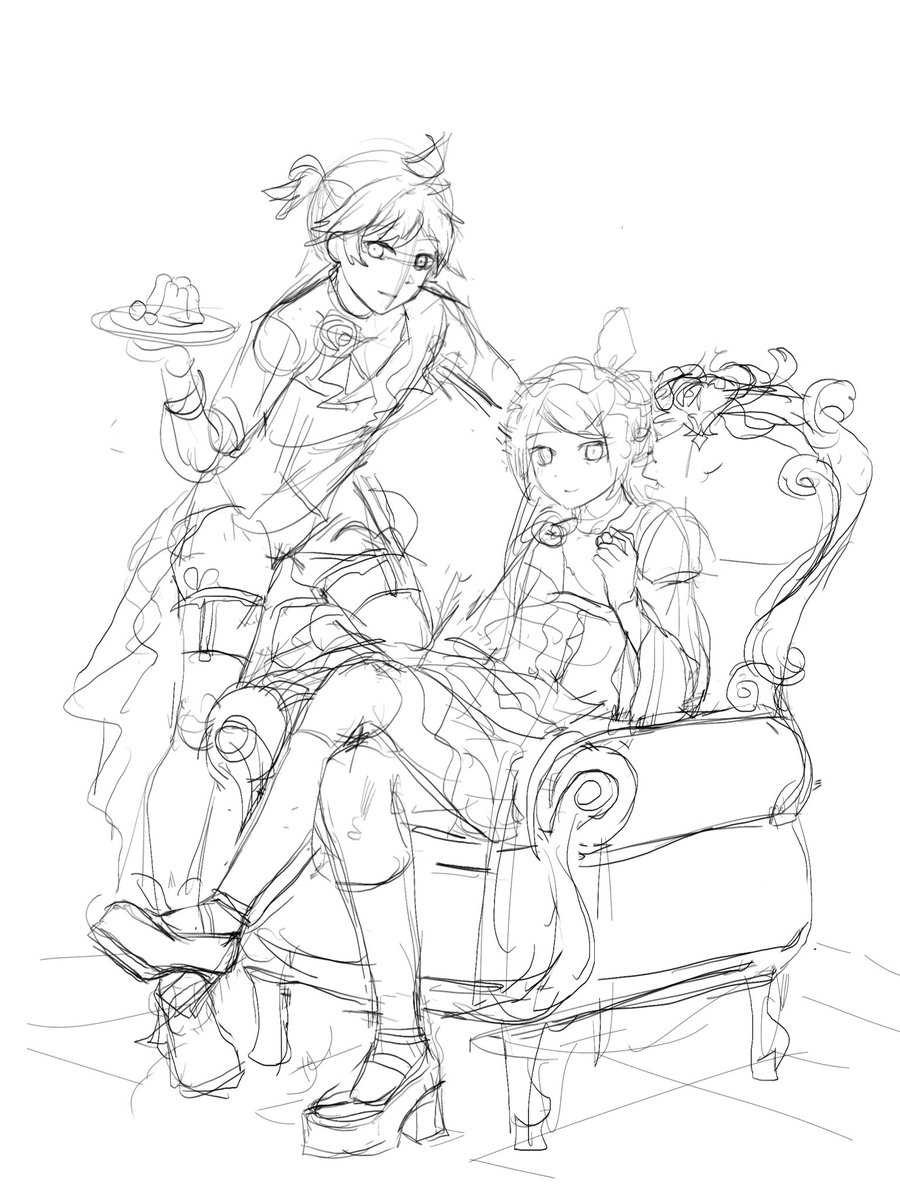 reimasama's tweet image. ラフと完成