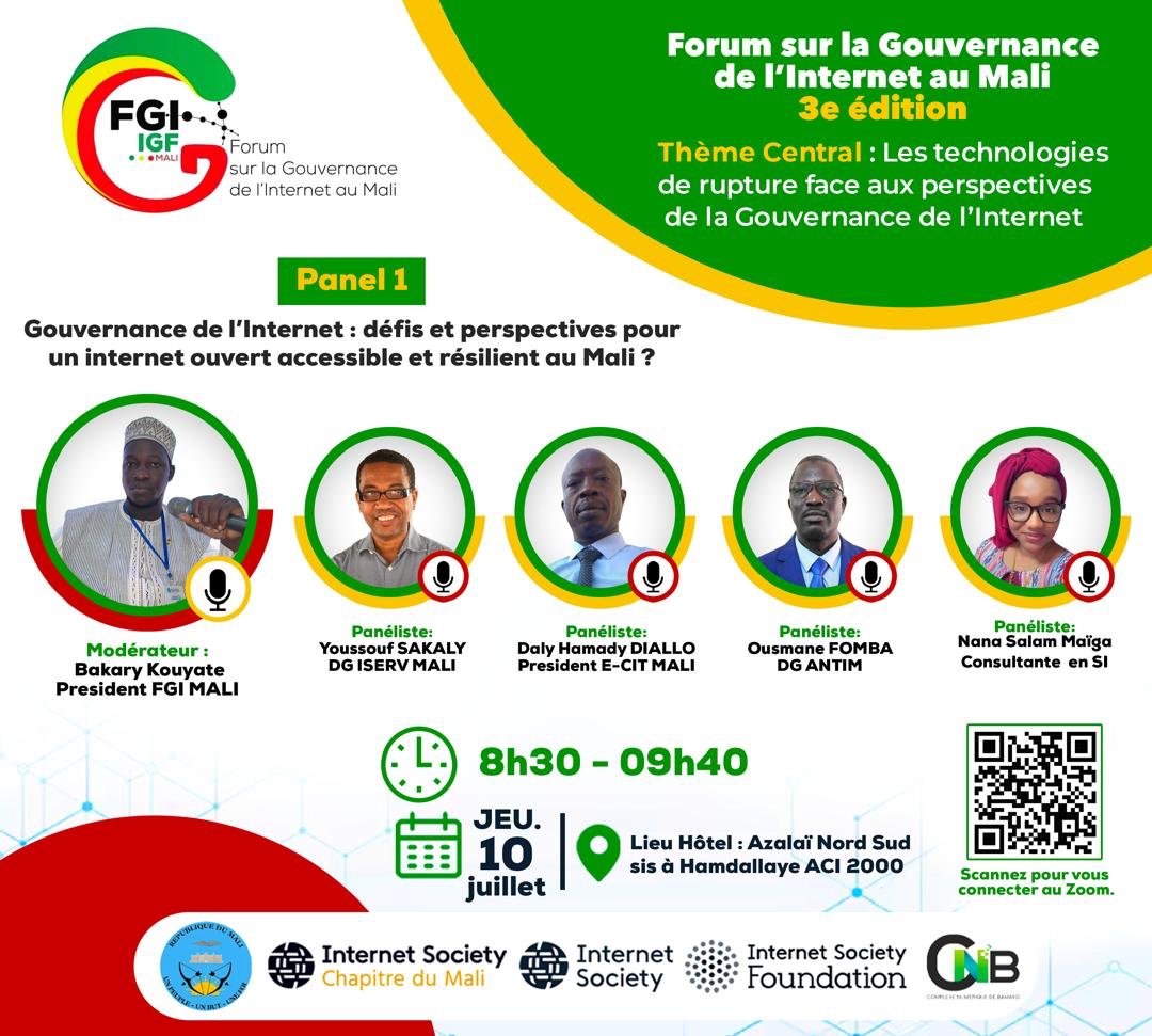 #FGIML
3e édition du Forum sur la Gouvernance de l'Internet au Mali, nous vous attendons avec impatience. 
Vous qui êtes à distances, ne vous inquiétez pas, inscrivez vous  bit.ly/4nMV4xI
<a href="/VictorNdonnang/">Victor Ndonnang</a> <a href="/ISOCCEO/">Sally Wentworth</a> <a href="/AnjaGengo/">Anja Gengo</a> <a href="/YSakaly/">You Sak</a> <a href="/waigf/">West Africa IGF</a> <a href="/ISOC_Foundation/">Internet Society Foundation</a> <a href="/intgovforum/">IGF - Internet Governance Forum</a>