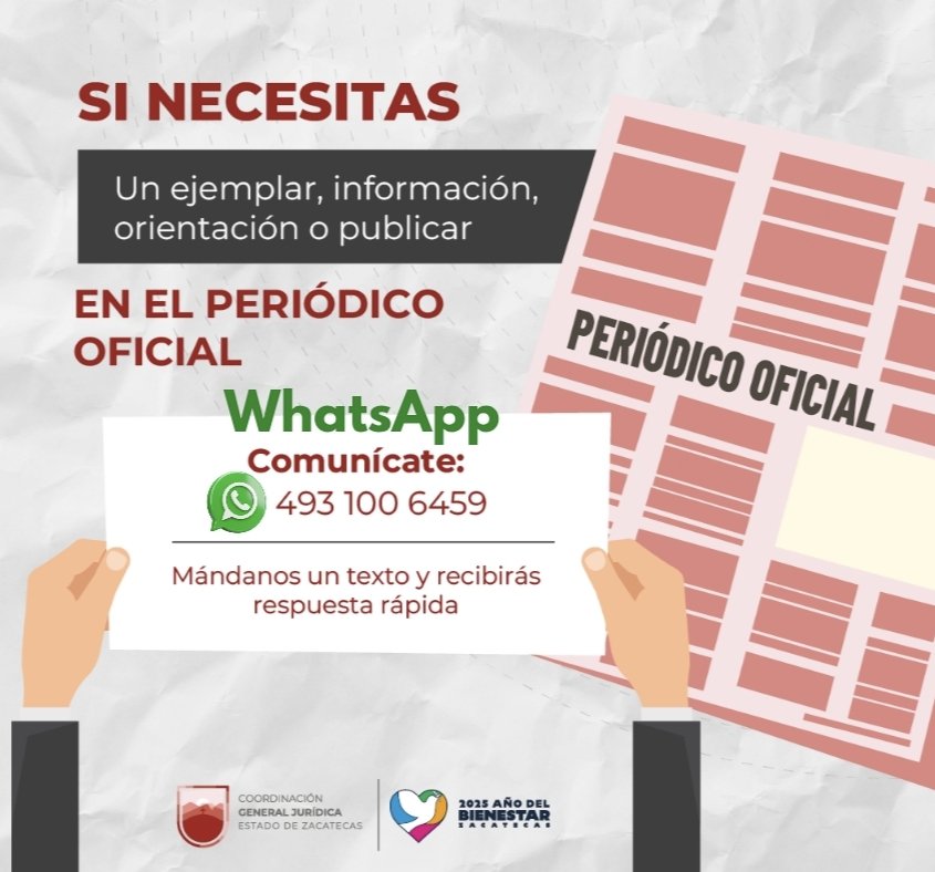 Buen inicio de semana. 

Seguimos trabajando para ti. 

También, te atendemos por el Messenger de la página oficial de la <a href="/CGJ_Zac/">Coordinación General Jurídica</a> en Facebook y X.
facebook.com/share/18nrsGDz…

#PazEsBienestar