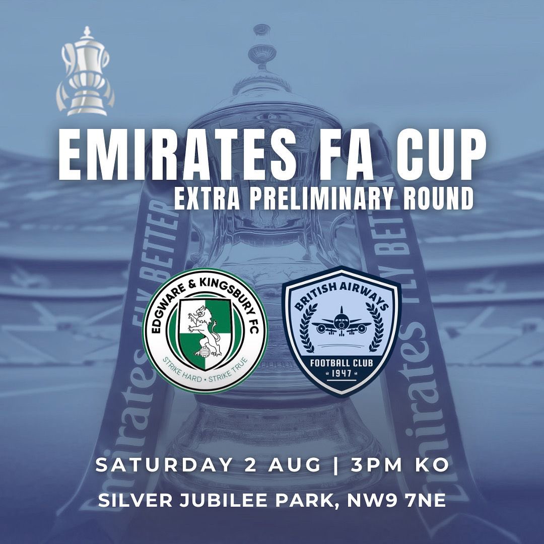 BritishAFC's tweet image. BA are away to @E_K_FC at Silver Jubilee Park in our second ever FA Cup run
Come down and join us to see if we can create British Airways history! ✈️