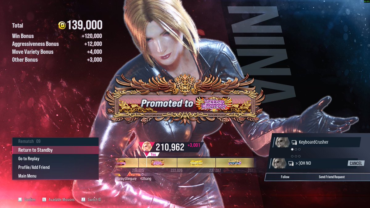 KeyCrush1305's tweet image. Got Nina to Tekken King Supreme. Next turn for Anna.