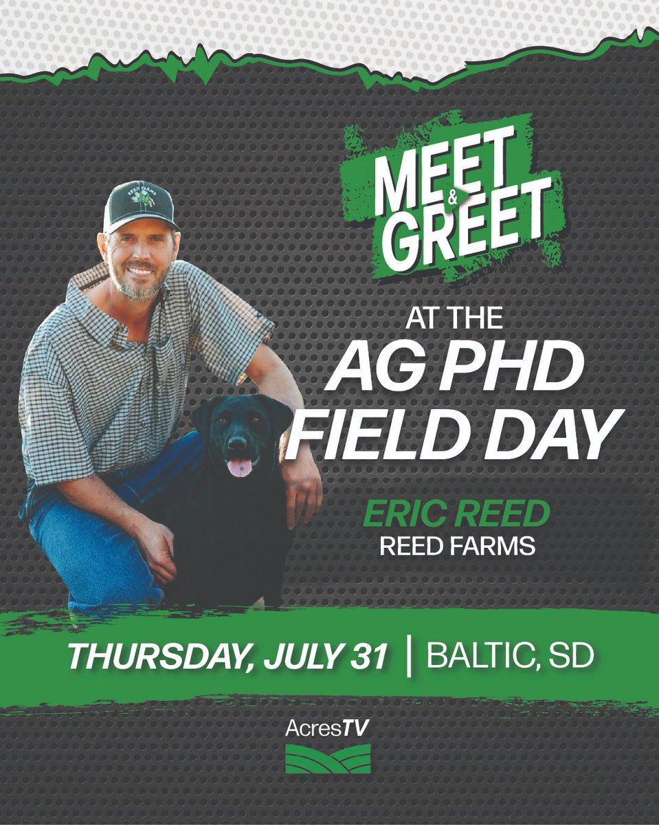 MEET &amp; GREET alert! 🚨 Tennessee farmer, Eric Reed, will be in our booth at the @agphdfieldday! With multiple NCGA state wins, Eric brings top-tier yield experience in cotton, corn, and soybeans.
 
📍AcresTV Booth | Ag PhD Field Day
📅 July 31, 2025
