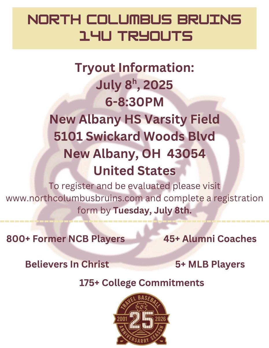 It’s 14U tryout week! Get registered today!! 

northcolumbusbruins.com/registration

Join us for our 25th anniversary season!!! Non parent coach who’s a BJ instructor. Great opportunity to develop your son!!!!

#brucrew #25Yrs #ourway
