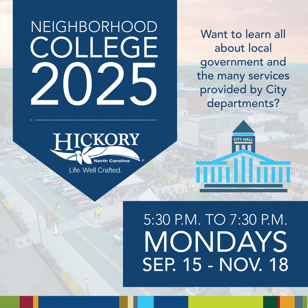 The City of Hickory will offer its popular Neighborhood College program this fall for citizens wishing to learn about the functions of local government.
Learn more and apply: hickorync.gov/city-hickory-o…