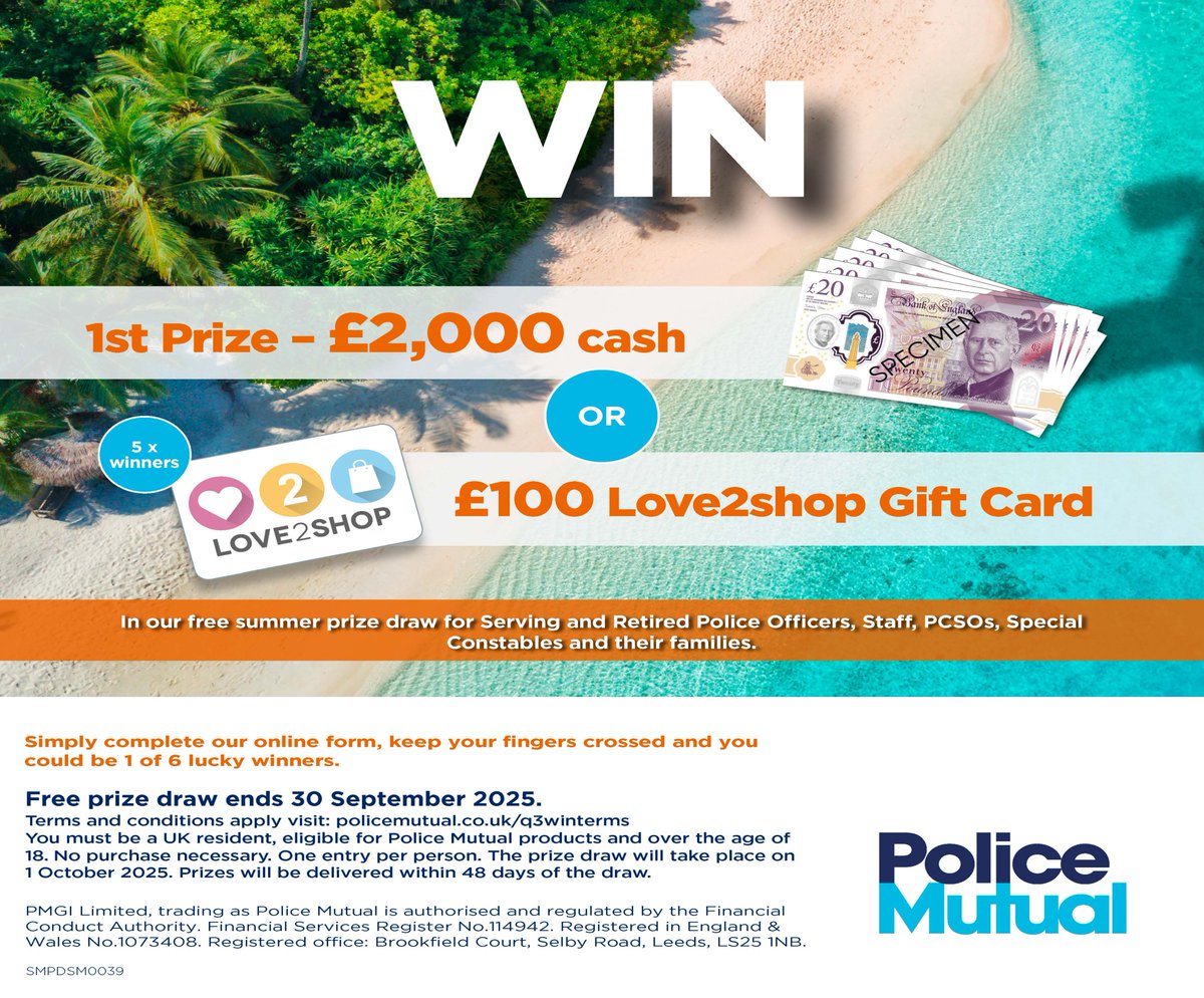 To our everyday heroes in uniform and their loved ones

 We’ve got something special just for you
🎉 Enter our FREE prize draw today
🛑 No purchase required
💙 Just gratitude for all you do
👉 Enter here bit.ly/43cULT6
T&amp;Cs apply bit.ly/3FdAEfS
Closes 30/09/2025