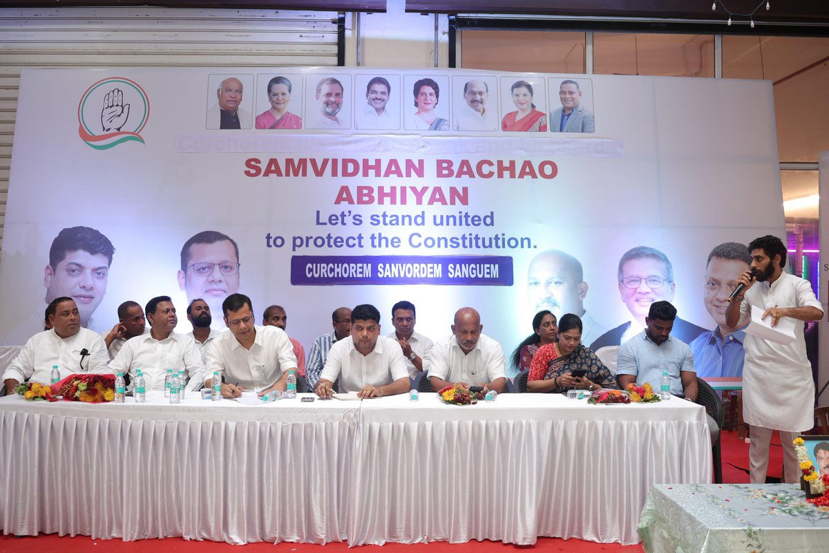 amitspatkar's tweet image. 📍 Curchorem, Sanvordem &amp;amp; Sanguem | Samvidhan Bachao Abhiyan

Participated in the Samvidhan Bachao Abhiyan block meeting with Congress karyakartas from Curchorem, Sanvordem, and Sanguem.
It was especially meaningful to hold this campaign in Curchorem, my home constituency — where…