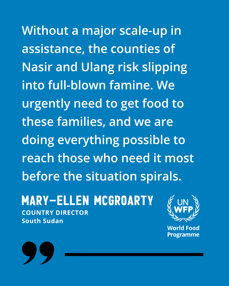 WFP Africa (@wfp_africa) on Twitter photo In the first half of this year, <a href="/WFP_SouthSudan/">WFP South Sudan</a>
helped push back catastrophic hunger in areas of Jonglei State through regular deliveries of food assistance.
<a href="/WFP/">World Food Programme</a> aims to reach 470,000 people in Upper Nile and Northern Jonglei through the lean season. In the first half of this year, <a href="/WFP_SouthSudan/">WFP South Sudan</a>
helped push back catastrophic hunger in areas of Jonglei State through regular deliveries of food assistance.
<a href="/WFP/">World Food Programme</a> aims to reach 470,000 people in Upper Nile and Northern Jonglei through the lean season.