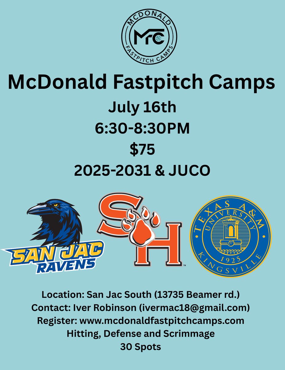 Just a few spots left, get signed up 💙🥎🐦‍⬛
