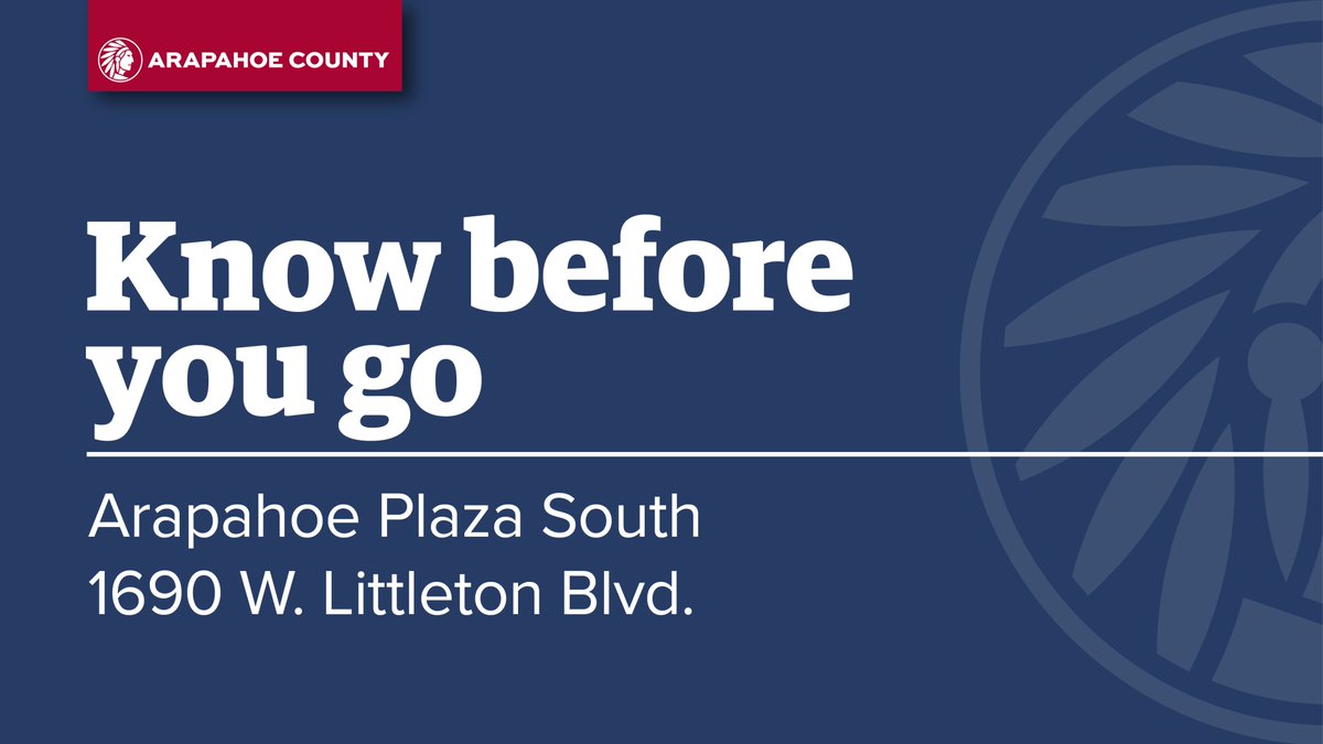 Due to a plumbing issue, Veterans Services at Arapahoe Plaza in Littleton (1690 W. Littleton Blvd.) is temporarily located on the Third Floor.
The District Attorney’s Diversion Office is temporarily closed.
Please check back for updates on office closures.