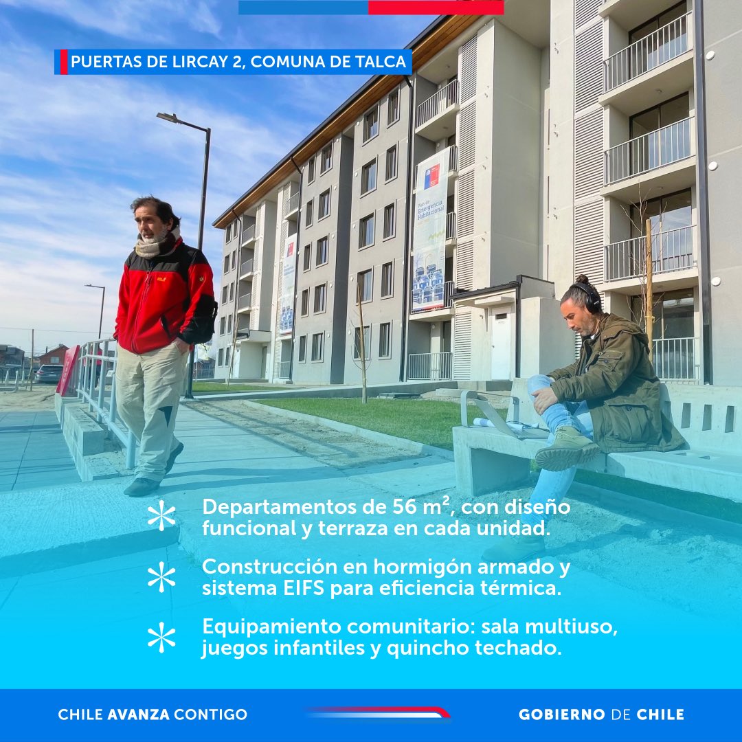 🔑 ¡160 nuevas llaves, 160 nuevos hogares en Talca!

Familias de Puertas de Lircay 2 celebraron con emoción este gran paso 🏡

Departamentos de 56 m², áreas comunes y vida en comunidad 🌳

Un nuevo logro del #PlanEmergenciaHabitacional
#ChileAvanzaContigo #ConstruyendoCambios
