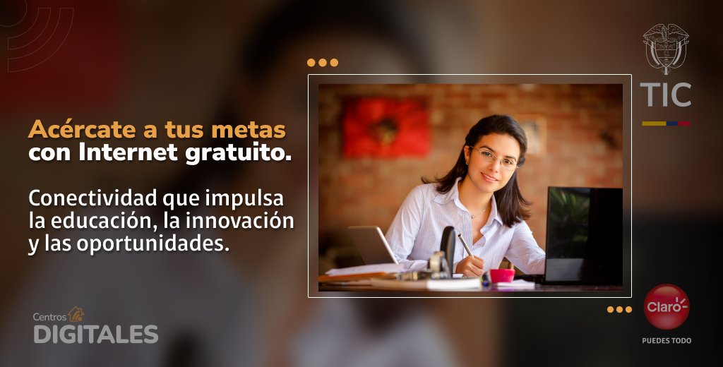 En los Centros Digitales del MinTIC y 
Claro, estudiantes y docentes 
acceden a Internet gratuito.🛜Este 
espacio fortalece los procesos 
educativos, impulsa la innovación en 
el aula y conecta a las comunidades 
con nuevas oportunidades. ✅ bit.ly/3IdslBT