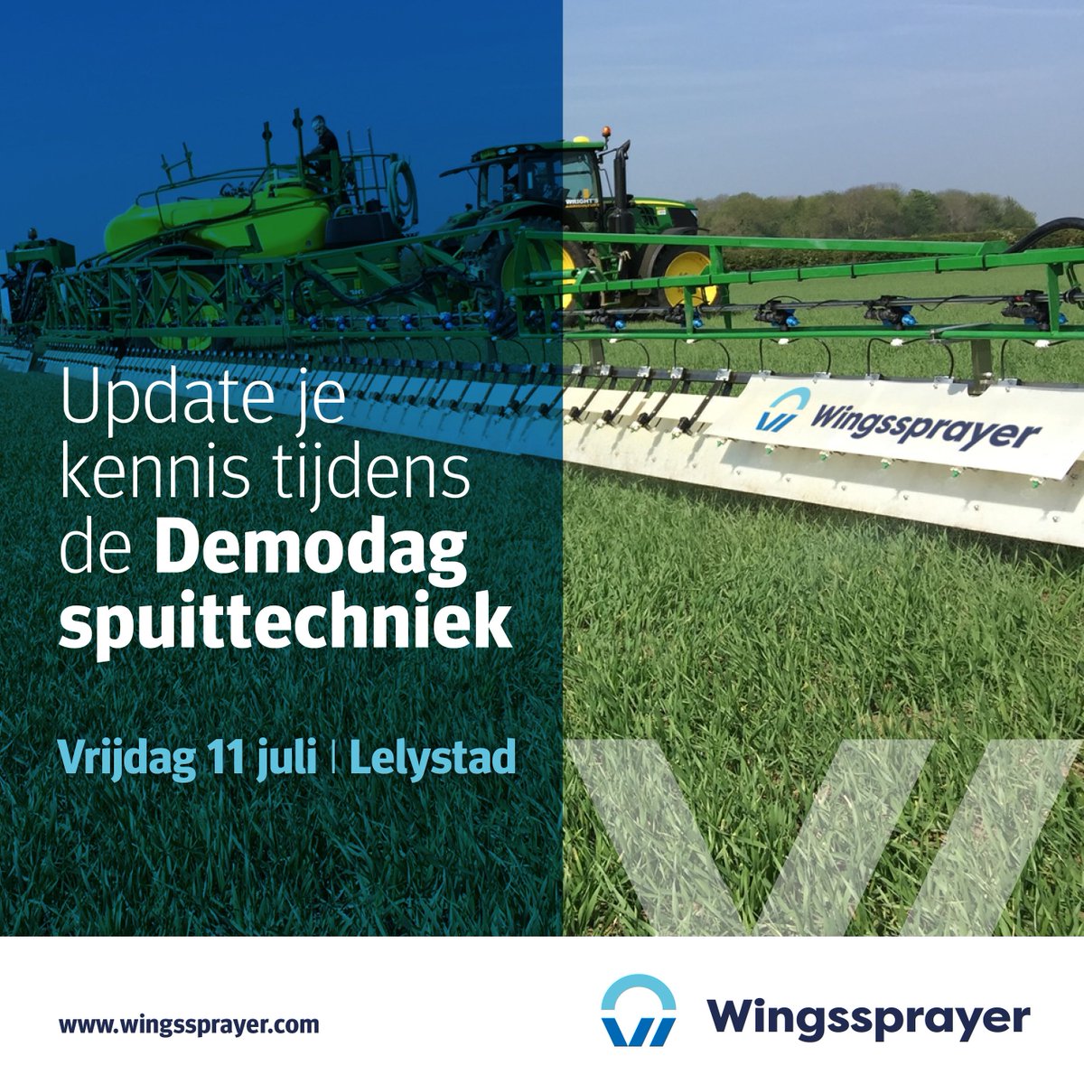 Ben jij akkerbouwer of teler in de open teelten? Kom dan op vrijdag 11 juli (Lelystad) naar de demonstratiedag over driftreducerende spuittechniek. 
Locatie: WUR Open Teelten in Lelystad
Aanmelden kan via deze link: ap.lc/WFGZS

#driftreductie #Wingssprayer