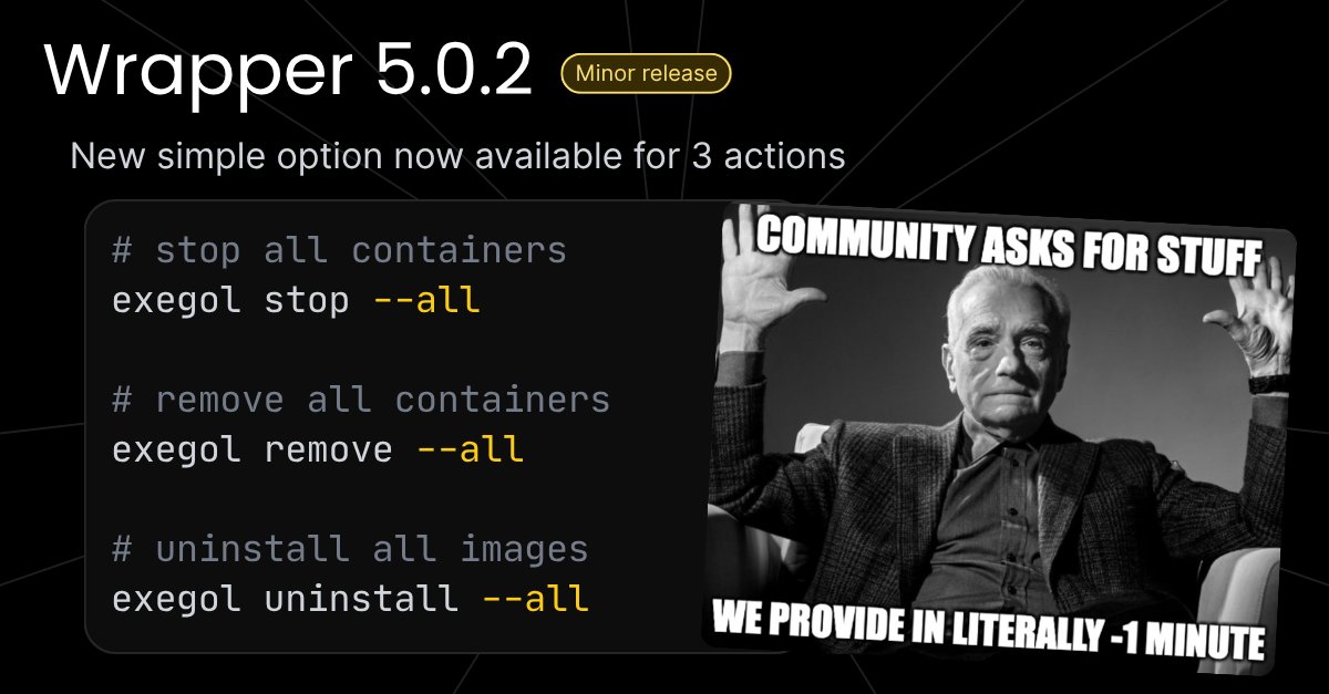 5 days ago, community asked for a "--all" option in a few wrapper actions.

Now live in 5.0.2. We like pushing some easy wins sometimes 😉