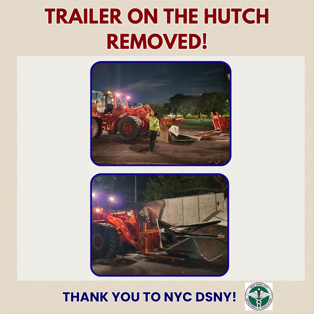 KristyMarmorato's tweet image. โ
Promises Made. Promises Kept
The abandoned trailer along the Hutchinson River Parkway near Colucci Park has officially been removed!
Thanks to our advocacy & the hard work of @NYCSanitation we got it done
We're continuing to fight for a cleaner & safer D13 ๐ช๐งน