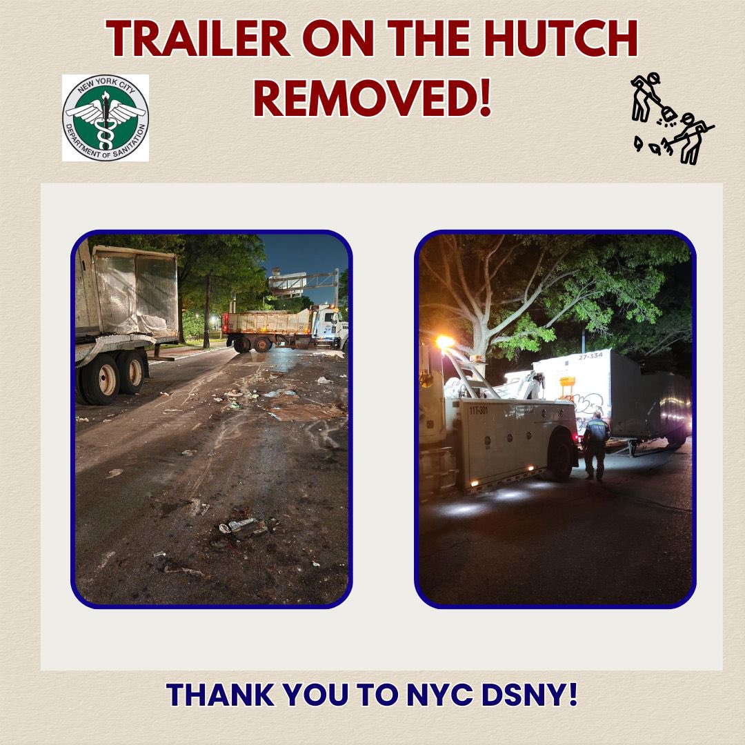 KristyMarmorato's tweet image. โ
Promises Made. Promises Kept
The abandoned trailer along the Hutchinson River Parkway near Colucci Park has officially been removed!
Thanks to our advocacy & the hard work of @NYCSanitation we got it done
We're continuing to fight for a cleaner & safer D13 ๐ช๐งน