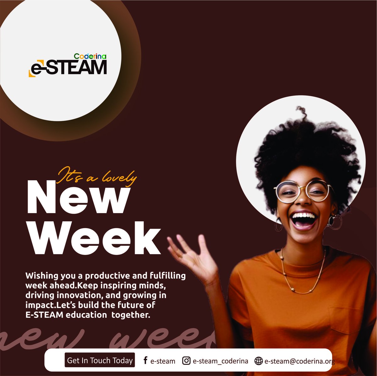 esteam_coderina's tweet image. Happy New Week! ✨
New month. New goals. Time to turn your ideas into reality!
At e-STEAM Coderina, we help you build the soft &amp;amp; tech skills to bring your digital dreams to life.
Let’s grow together!
#eSTEAM #DigitalSkills #NewWeekNewGoals #TechnologyNews