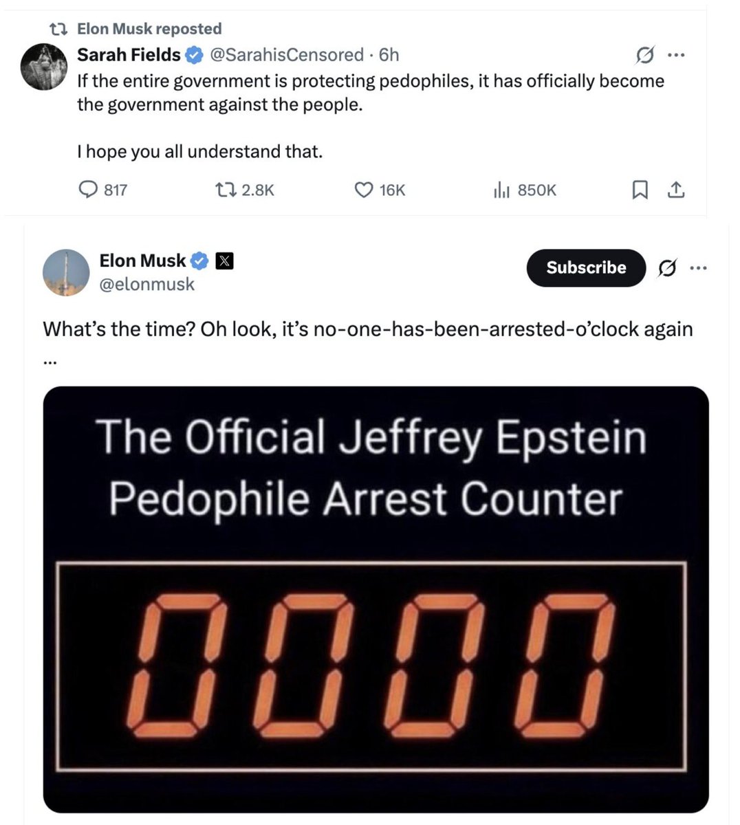 If Elon Musk bothered to read anything about American politics, he'd know that those who are worried about the budget in a wonky way and those worried about pedophiles secretly ruling the world are not the same people. Good luck assembling them into a coalition.