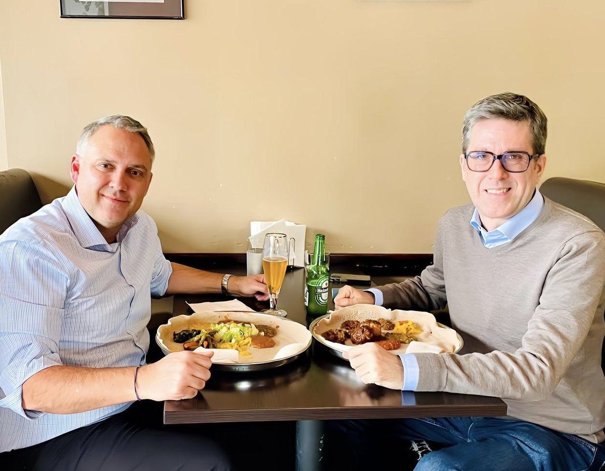 JoshuaTabah's tweet image. Congratulations to my friend Amb Nicolas Simard for his appointment as 🇨🇦’s next Ambassador in Ethiopia. He will be excellent!
We shared a traditional 🇪🇹 dinner recently to discuss all things Horn of Africa. Great conversation… and delicious food!