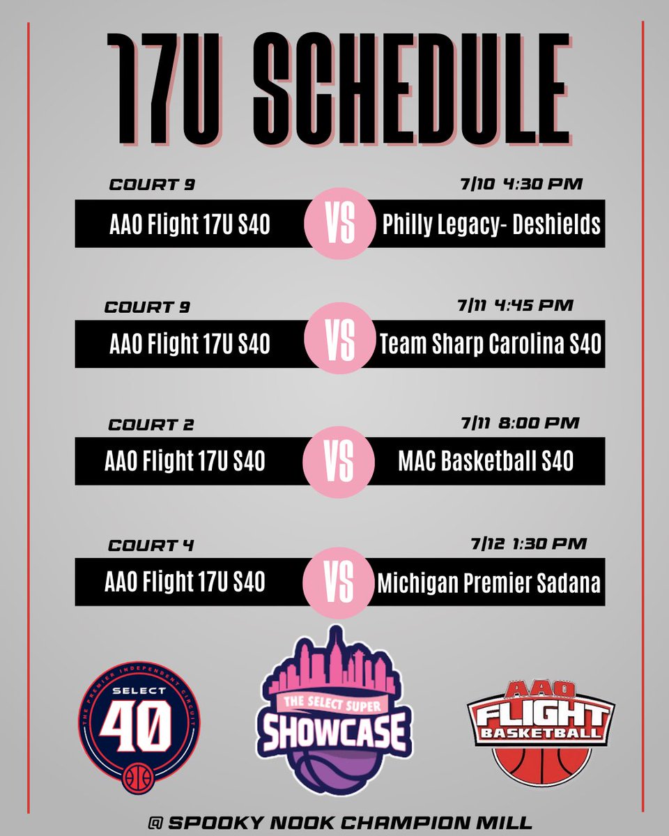 FlightAAOGBB's tweet image. 17U AAO Flight S40 enters the July live periods with a record of 4-1 in @SelectEventsBB
Schedules below!