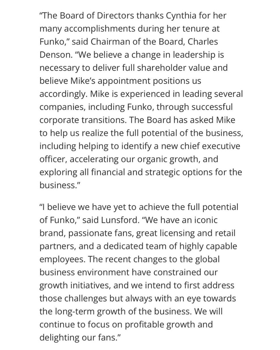 DisplayGeek's tweet image. Funko announces appointment of Michael Lunsford as Interim Chief Executive Officer effective today, July 7, 2025 📰

#Funko #FunkoPops #FunkoNews