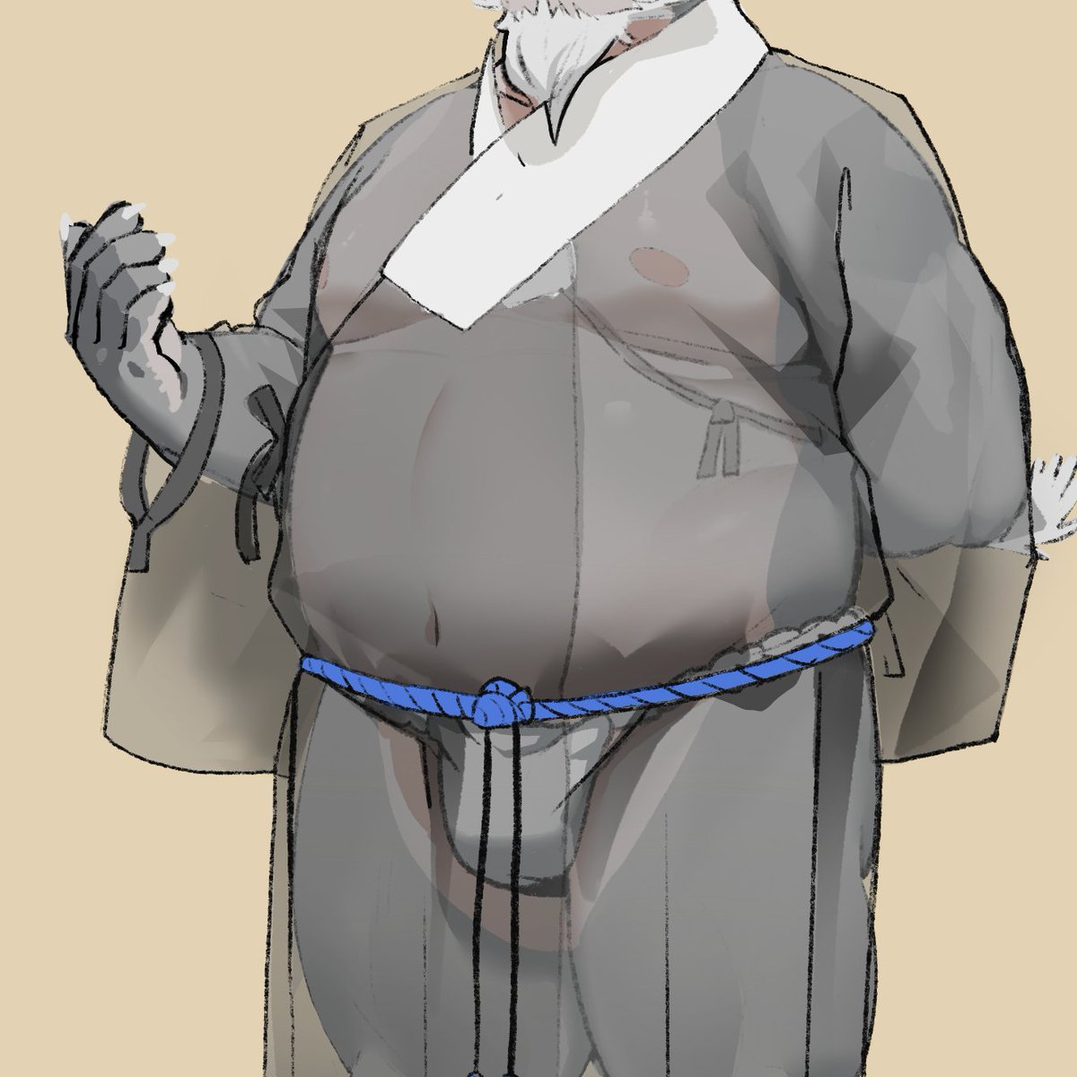 纱质道袍。男人夏天的首选