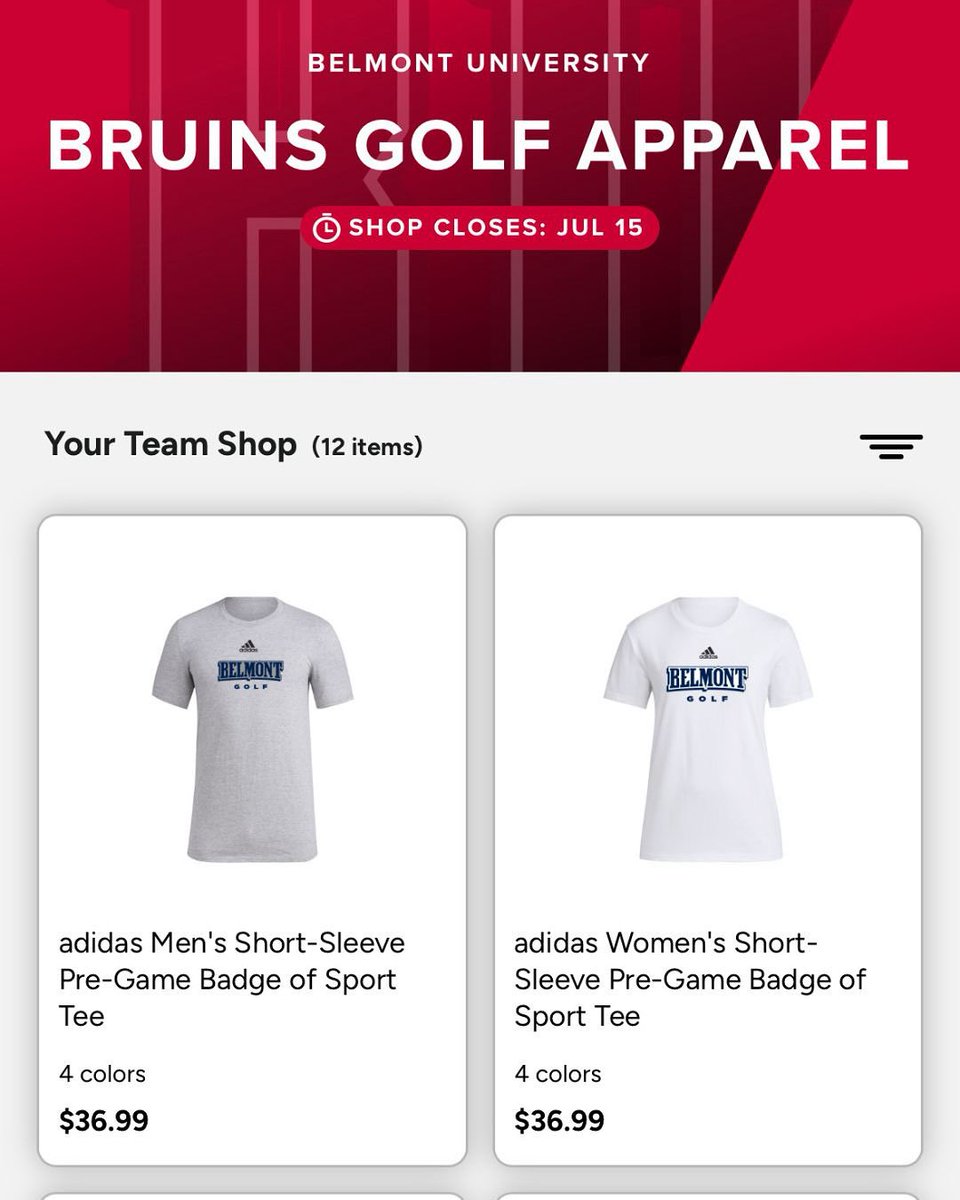 BelmontMGolf's tweet photo. The Belmont Golf Online Team Store is now live and will be open through July 15!  Now is your chance to get officially licensed Belmont Golf branded Adidas gear.  Check out the link in our bio! 🐻⛳️ #itsbruintime

ONLINE STORE: https://t.co/0dikcYWqtP https://t.co/I3pcLglnnk