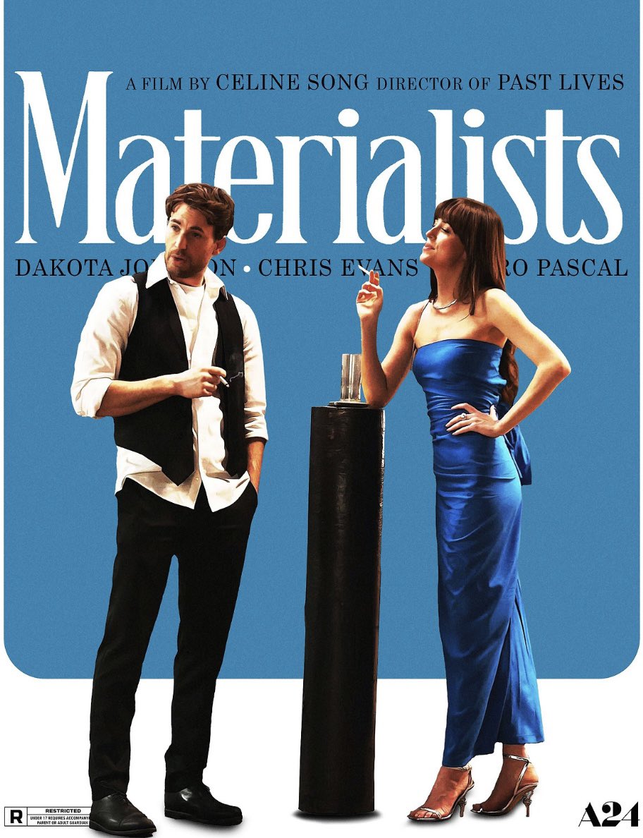 Celine Song’s MATERIALISTS with Dakota Johnson, Chris Evans, and Pedro Pascal is expected to be on digital VOD on July 22.