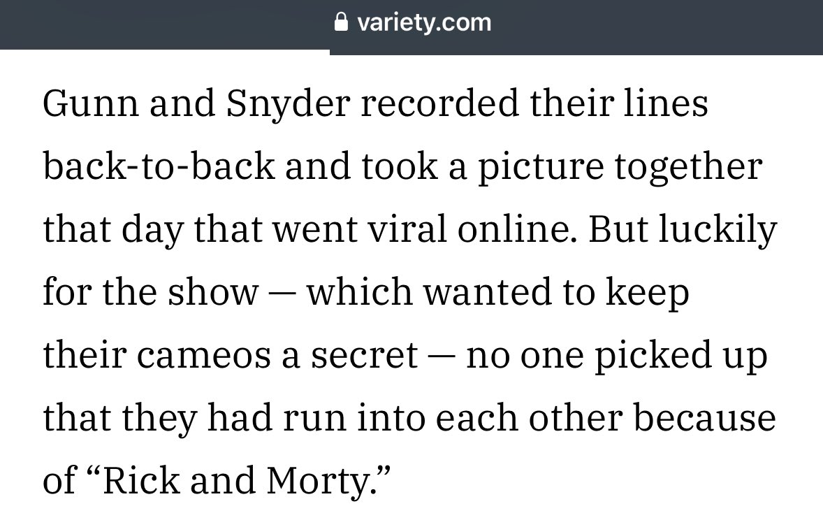 Except it’s not mental gymnastics because I actually read the article 

“they had run into each other because of Rick and Morty."