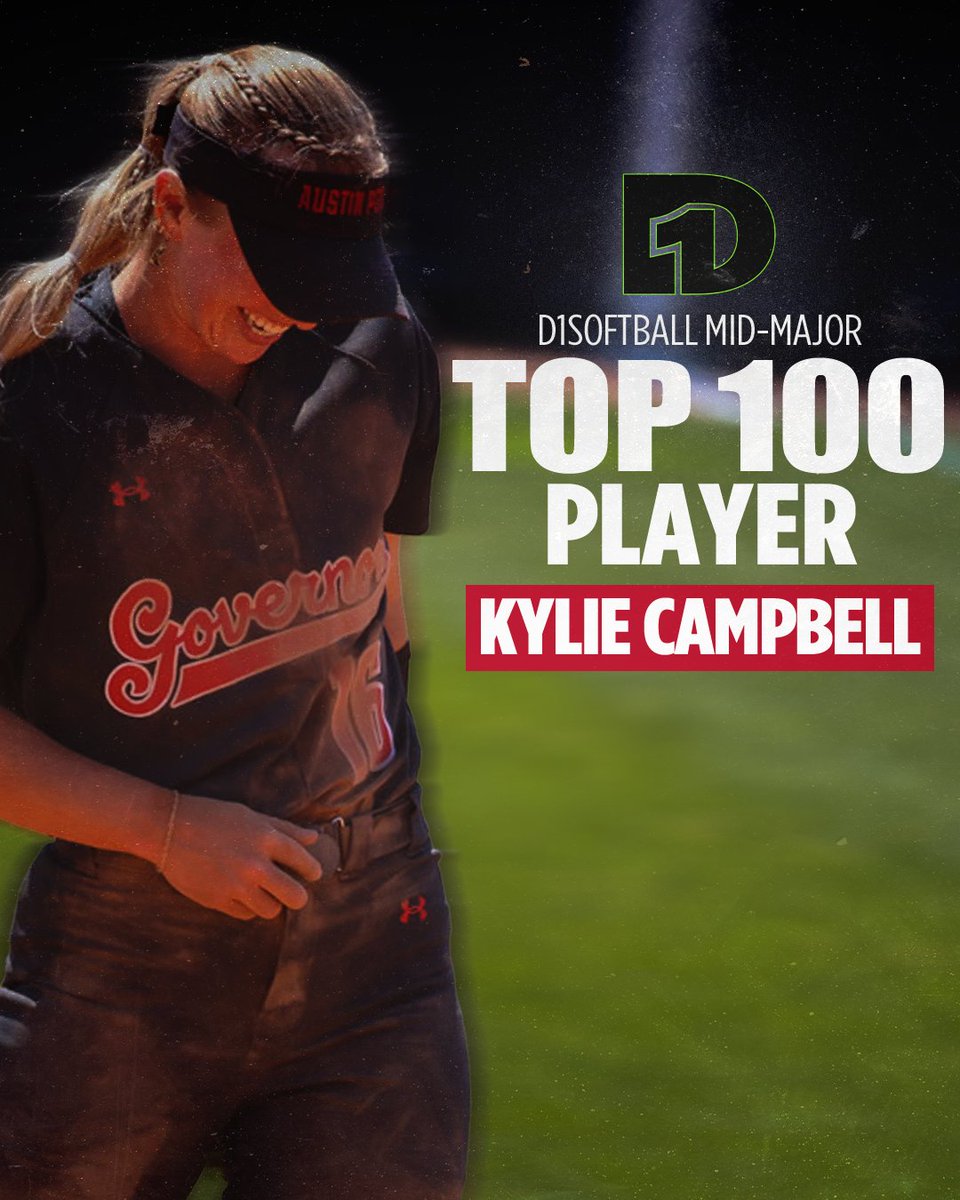 Austin Peay Softball (@govssb) on Twitter photo <a href="/_kyliepaige_/">Kylie Campbell</a> has been named to <a href="/D1Softball/">D1Softball</a>'s Top 100 Mid-Major Player Rankings!π©π₯
π° | tinyurl.com/59k8xykz
#Team41 | #LetsGoPeay <a href="/_kyliepaige_/">Kylie Campbell</a> has been named to <a href="/D1Softball/">D1Softball</a>'s Top 100 Mid-Major Player Rankings!π©π₯
π° | tinyurl.com/59k8xykz
#Team41 | #LetsGoPeay