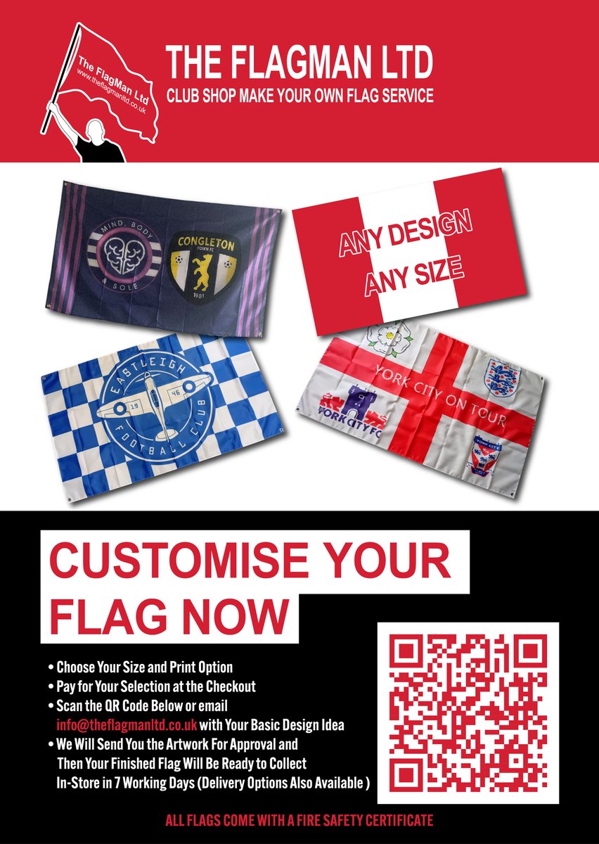 Our New Custom Flag Service For All Club Shops is Now Live
You Take The order, We Do the Rest
info@theflagmanltd.co.uk