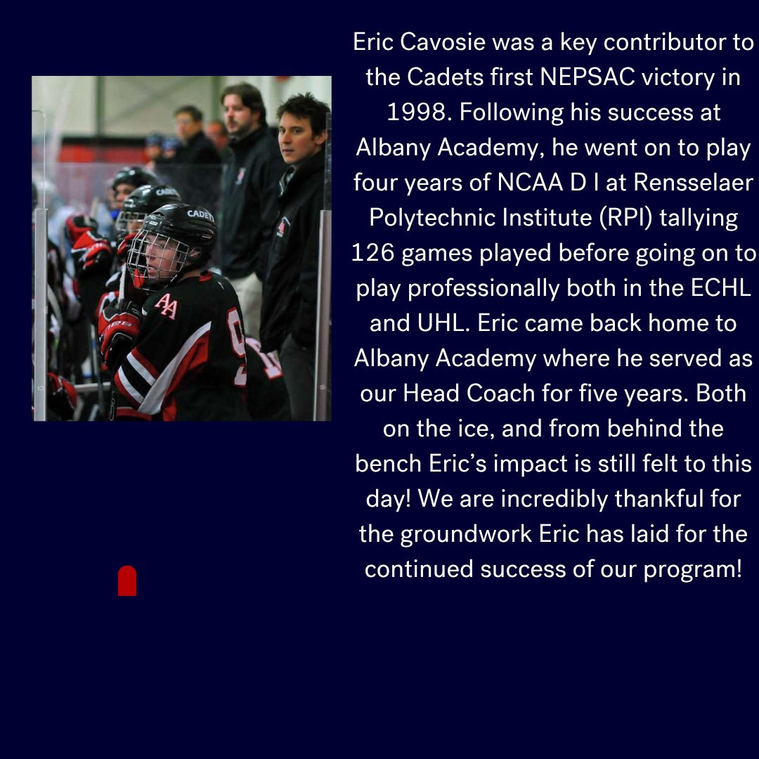 Next up in our player spotlight series, Eric Cavosie! Eric played an instrumental role both as a player, then returning as a Coach for Albany Academy. His profound impact is still felt today by our current Cadets!