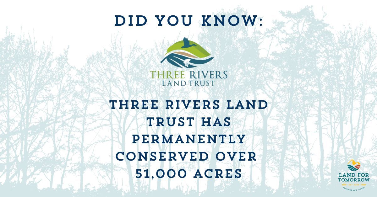 Land for Tomorrow (@land4tomorrow) on Twitter photo Thanks to <a href="/ThreeRiversLT/">Three Rivers Land Trust</a>, 51,526 acres have been permanently conserved, and 8,387 acres are now open for public recreation. That's more trails, more access, and more reasons to protect NC’s lands.
Learn more: trlt.org
#LandConservation #ParkAndRecreationMonth Thanks to <a href="/ThreeRiversLT/">Three Rivers Land Trust</a>, 51,526 acres have been permanently conserved, and 8,387 acres are now open for public recreation. That's more trails, more access, and more reasons to protect NC’s lands.
Learn more: trlt.org
#LandConservation #ParkAndRecreationMonth